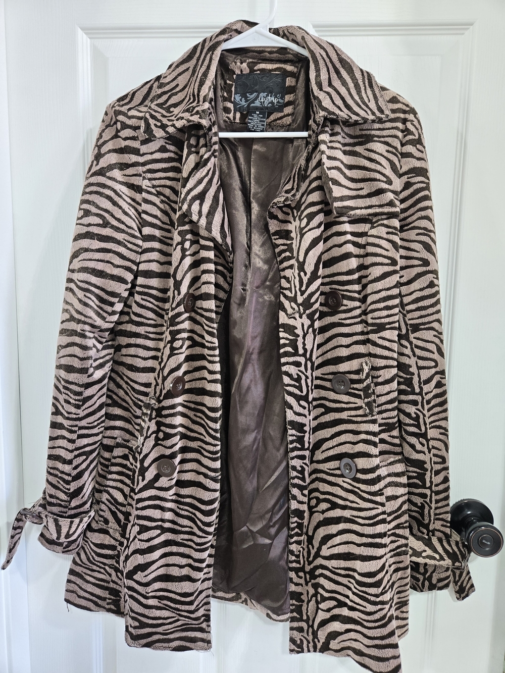 Women’s Daytrip Zebra-Print Trench Coat in Tan and Brown